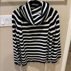 Sanctuary Black and White Striped Cowl Neck Sweater